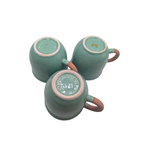 FUO31 by Furio Set Of 3 Handmade Ceramic Teal Mugs With Terracotta Handles - Picture 6 of 14